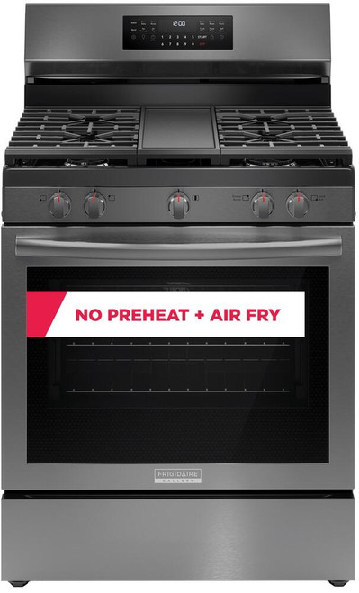 GCRG3060BD Frigidaire 30" Freestanding Gas Range with AirFry and 5 Sealed Gas Burners - SmudgeProof Black Stainless Steel