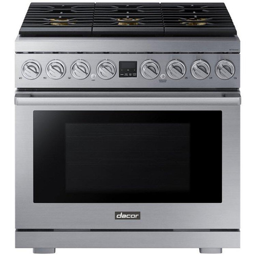 DOP36T86DLS Dacor 36" Transitional Series Dual Fuel Range with 6 Burners - Silver