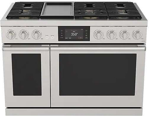 DOP48T963DS Dacor 48" Transitional Series Dual Fuel Range with 6 Burners and Griddle - Silver