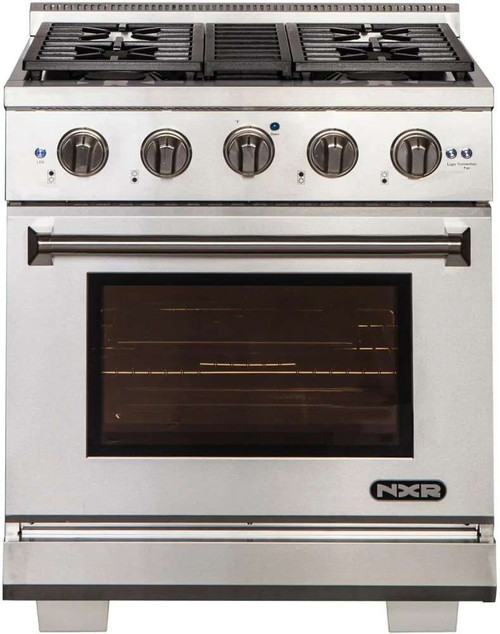 AKD3001LP NXR 30" Culinary Series Dual Fuel Range with 4 German Dual Power Burners and Cast Iron Grates - Liquid Propane - Stainless Steel