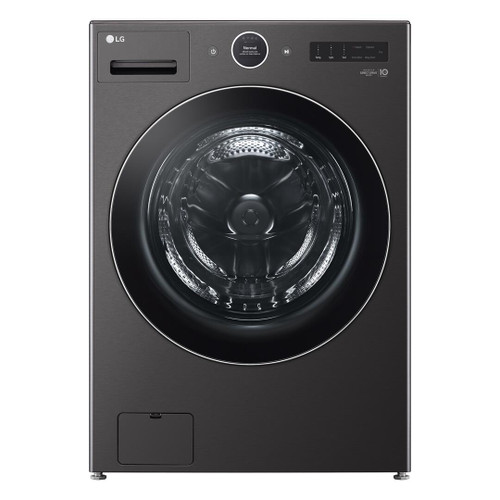 WM6998HBA LG 27" Front Load 5.0 cu ft. Washer and Dryer Combo with Inverter HeatPump Technology - Black Steel