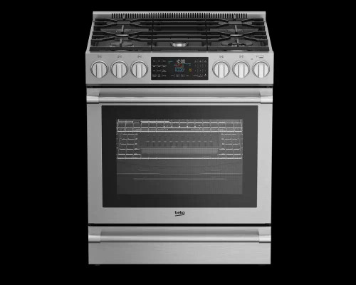 SLDF30542SS Beko 30" Slide-In Dual Fuel Range with Surf Convection and Digital Led Display - Stainless Steel