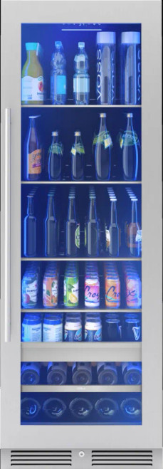PRB24F01BG Zephyr 24" Presrv Full Size Single Zone Beverage Cooler with Reversible Hinge and Glass Door - Stainless Steel