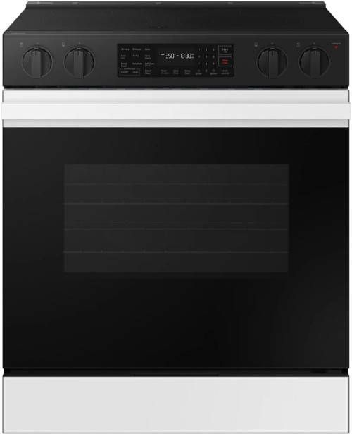 NSE6DB830012 Samsung 30" Bespoke Smart Slide In Electric Range 6.3 cu. ft. with Air Fry & Precision Knobs - White Glass