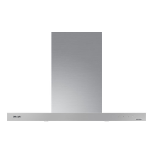 NK36CB600WCG Samsung 36" Bespoke Smart Wall Mount Hood - 630 CFM  - Clean Grey Panel with Stainless Steel Duct