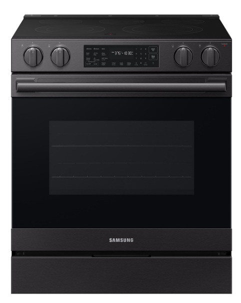 Samsung NSE80H63SEAA 30" Bespoke Smart Slide-In Electric Range 6.3 cu. ft. with Air Fry - Fingerprint Resistant Matte Black Steel