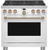 C2Y366P4TW2 Cafe 36" Smart Dual Fuel Commercial Style Range with 6 Burners - Matte White with Brushed Bronze Handle and Knobs