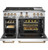 C2Y486P4TW2 Cafe 48" Professional Series Dual-Fuel Commercial-Style Range with 6 Burners and Griddle - Matte White with Brushed Bronze Handles and Knobs