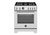 PRO304BFEPXT Bertazonni 30" Professional Series Dual Fuel Range with Electric Oven and 4 Brass Burners - Stainless Steel
