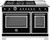 HER486BTFGMNET Bertazonni 48" Heritage Series Gas Range with 6 Brass Burners and Griddle - Nero Black