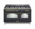 RKOD60MMG800 Lofra Dolcevita Series 60" Dual Fuel Double Oven Range with 8 Brass Burners - Matte Black with Brass Trim