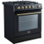 FFSGS111630BLK Forno Espresso 30" Slide-In Gas Range with 4 Elements and ConvectionOven - Black