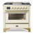 UM09FDNS3AWG Ilve Majestic II 36" Dual Fuel Range with 6 Burners and Griddle - Natural Gas - Antique White with Brass Trim