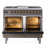 Ilve UPD40FNMPMGG Nostalgie II 40" Dual Fuel Range with Double Ovens and Griddle - Natural Gas - Graphite Matte with Brass Trim