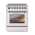 Ilve UPI304NMPWHB Nostalgie II 30" Induction Range with 4 Cooking Elements - White with Burnished Trim
