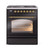 Ilve UP30NMPBKG Nostalgie II 30" Dual Fuel Range with 5 Burners - Natural Gas - Glossy Black with Brass Trim