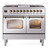 Ilve UPD40FNMPSSB Nostalgie II 40" Dual Fuel Range with Double Ovens and Griddle - Natural Gas - Stainless Steel with Burnished Trim