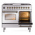 Ilve UPD40FNMPSSB Nostalgie II 40" Dual Fuel Range with Double Ovens and Griddle - Natural Gas - Stainless Steel with Burnished Trim