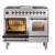 Ilve UPD40FNMPSSB Nostalgie II 40" Dual Fuel Range with Double Ovens and Griddle - Natural Gas - Stainless Steel with Burnished Trim