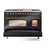 Ilve UP48FNMPBKGLP Nostalgie II 48" Dual Fuel Range with 8 Sealed Burners and Griddle - Liquid Propane - Glossy Black with Brass Trim