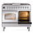 Ilve UPD40FNMPSSC Nostalgie II 40" Dual Fuel Range with Double Ovens and Griddle - Natural Gas - Stainless Steel with Chrome Trim
