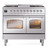 Ilve UPD40FNMPSSCLP Nostalgie II 40" Dual Fuel Range with Double Ovens and Griddle - Liquid Propane - Stainless Steel with Chrome Trim