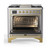 UM09FDNS3SSG Ilve Majestic II 36" Dual Fuel Range with 6 Burners and Griddle - Natural Gas - Stainless Steel with Brass Trim