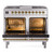 Ilve UPD40FNMPSSG Nostalgie II 40" Dual Fuel Range with Double Ovens and Griddle - Natural Gas - Stainless Steel with Brass Trim