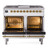 Ilve UPD40FNMPWHG Nostalgie II 40" Dual Fuel Range with Double Ovens and Griddle - Natural Gas - White with Brass Trim