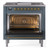 UP36FNMPBGG Ilve Nostalgie II 36" Dual Fuel Range with 6 Burners and Griddle - Natural Gas - Blue Grey with Brass Trim