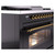 Ilve UP36FNMPBKG Nostalgie II 36" Dual Fuel Range with 6 Burners and Griddle - Natural Gas - Glossy Black with Brass Trim