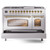 Ilve UP48FNMPSSG Nostalgie II 48" Dual Fuel Range with 8 Sealed Burners and Griddle - Natural Gas - Stainless Steel with Brass Trim