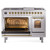 Ilve UP48FNMPSSG Nostalgie II 48" Dual Fuel Range with 8 Sealed Burners and Griddle - Natural Gas - Stainless Steel with Brass Trim