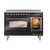 Ilve UPI486NMPBKG Nostalgie 48" Induction Range with 6 Cooking Elements - Glossy Black with Brass Trim