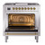 Ilve UP36FNMPSSGLP Nostalgie II 36" Dual Fuel Range with 6 Burners and Griddle - Liquid Propane - Stainless Steel with Brass Trim