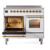 Ilve UPDI406NMPWHG Nostalgie II 40" Induction Range with 6 Cooking Elements - White with Brass Trim