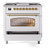 Ilve UP36FNMPWHG Nostalgie II 36" Dual Fuel Range with 6 Burners and Griddle - Natural Gas - White with Brass Trim