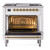 Ilve UP36FNMPWHG Nostalgie II 36" Dual Fuel Range with 6 Burners and Griddle - Natural Gas - White with Brass Trim