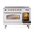 Ilve UPI486NMPWHG Nostalgie 48" Induction Range with 6 Cooking Elements - White with Brass Trim