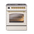 Ilve UP30NMPAWG Nostalgie II 30" Dual Fuel Range with 5 Burners - Natural Gas - Antique White with Brass Trim