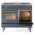 Ilve UPD40FNMPBGG Nostalgie II 40" Dual Fuel Range with Double Ovens and Griddle - Natural Gas - Blue Grey with Brass Trim