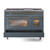Ilve UP48FNMPBGG Nostalgie II 48" Dual Fuel Range with 8 Sealed Burners and Griddle - Natural Gas - Blue Grey with Brass Trim