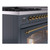 Ilve UP48FNMPBGG Nostalgie II 48" Dual Fuel Range with 8 Sealed Burners and Griddle - Natural Gas - Blue Grey with Brass Trim