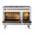 ILVE UP488NMPWHGLP Nostalgie II 48" Limited Edition Dual Fuel Range with Brass Trim - Liquid Propane - White
