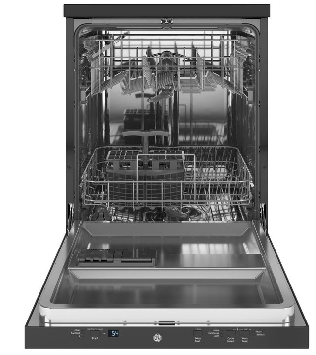 GPT225SGLBB GE 24" Portable Dishwasher with Piranha Hard Food Dispenser