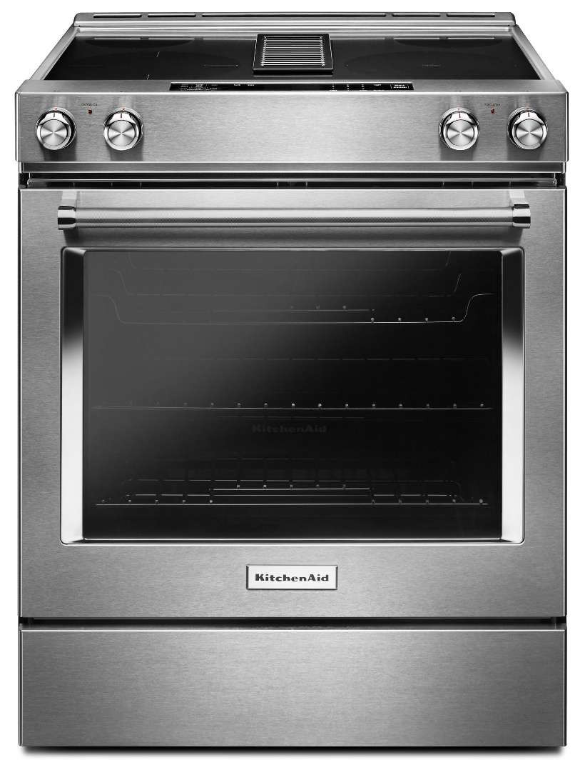 KitchenAid KSEG950ESS 30" Electric Downdraft Slide-In Range with Elements  - Stainless Steel