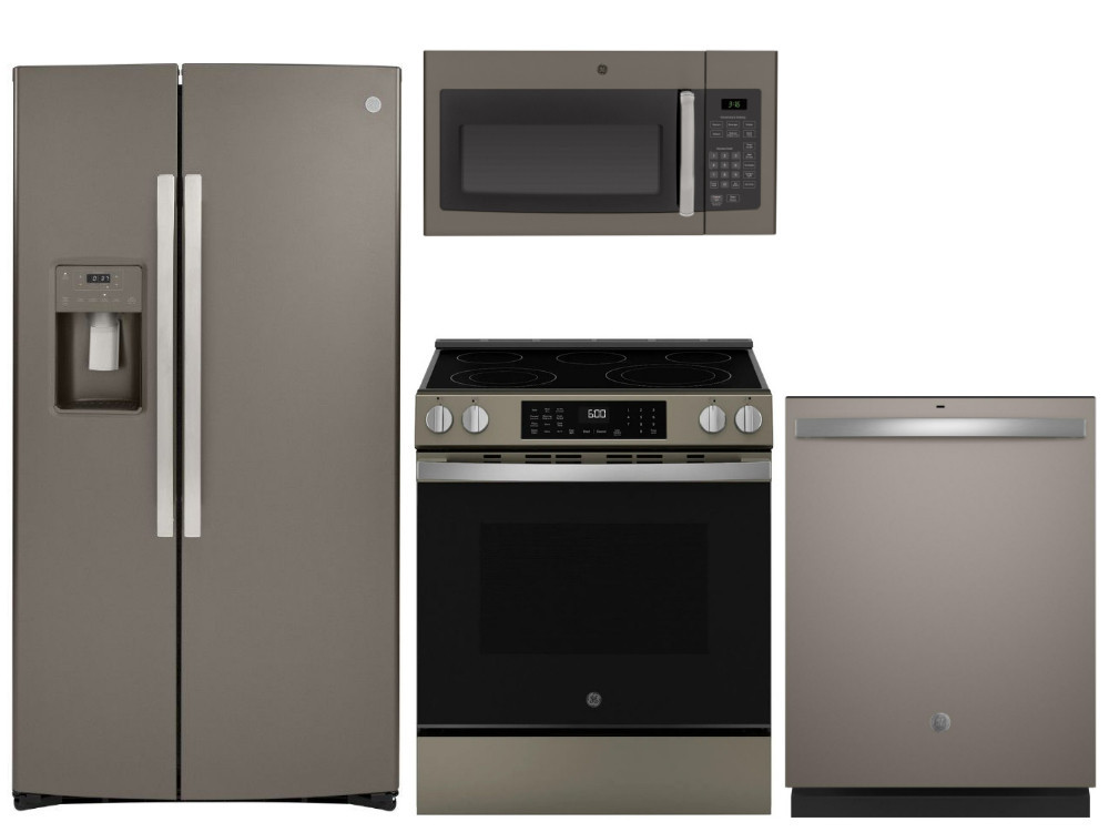 Package 38 - GE Appliance - 4 Piece Appliance Package with Electric Range - Slate