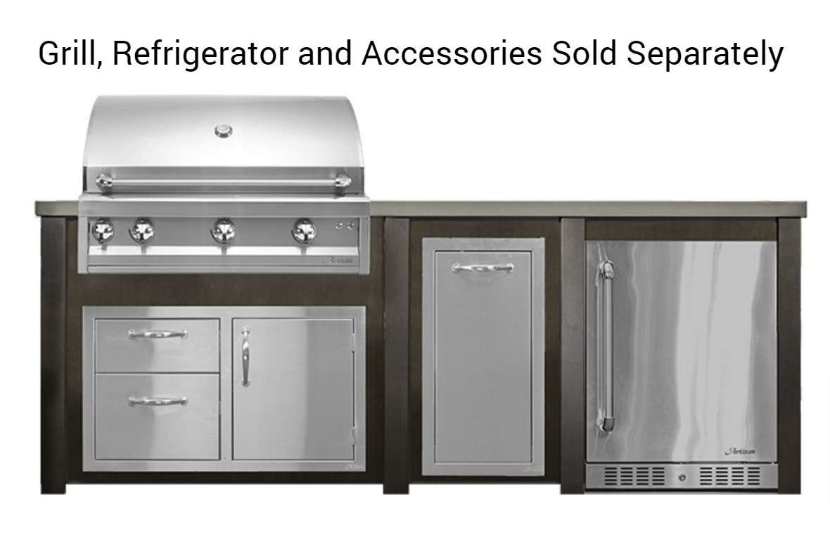 HART96REF Haven Outdoor 96" Artisan Outdoor Kitchen Island with 24" Refrigerator