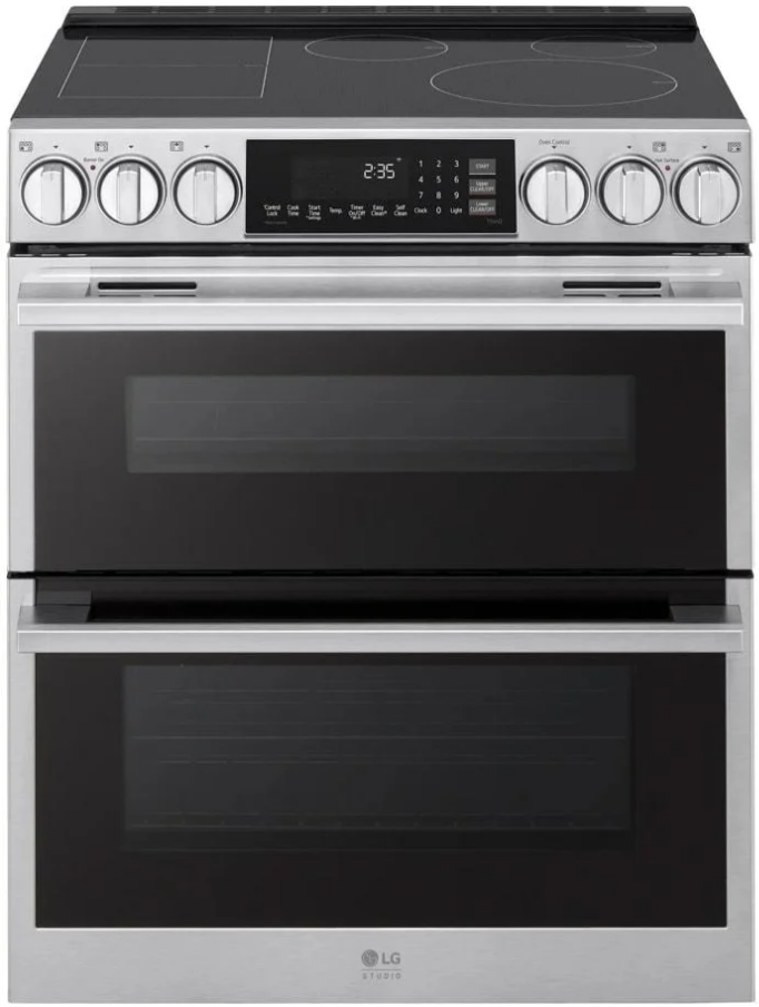 LG Studio LTIS7338XE 30" Induction Slide-In Range with Double Oven and AirFry 7.3 cu. Ft. - Print Proof Stainless Steel