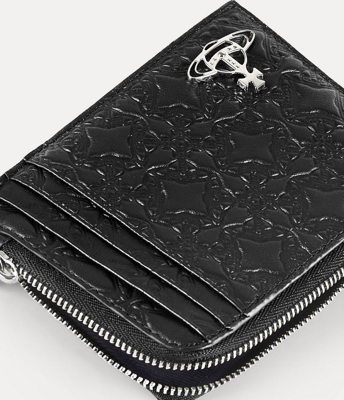 Vivienne Westwood正規品/送料関税込み ロゴ Zipper Card Wallet Vivienne Westwood Embossed Card Holder Zip blacket black